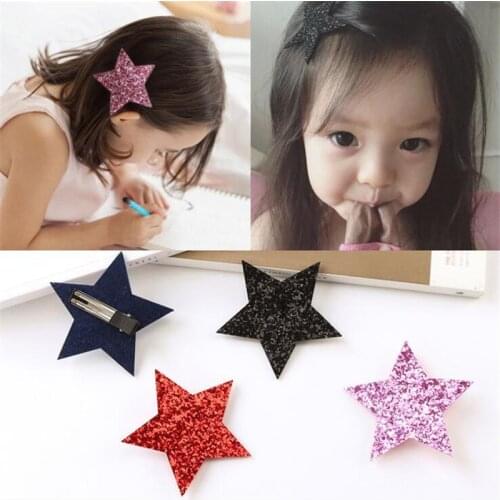 Korean Cute Princess Fashion Hairpins Five-pointed Star Glitter Hair Clips for Girls Kids Barrettes Headwear Hair Accessories