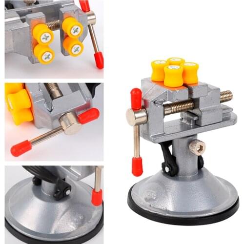 Mini Suction Vise Clamp Bench Clamp Universal Table Vise Vacuum Base 360 Degrees Swiveling for DIY Sculpture Craft Carving