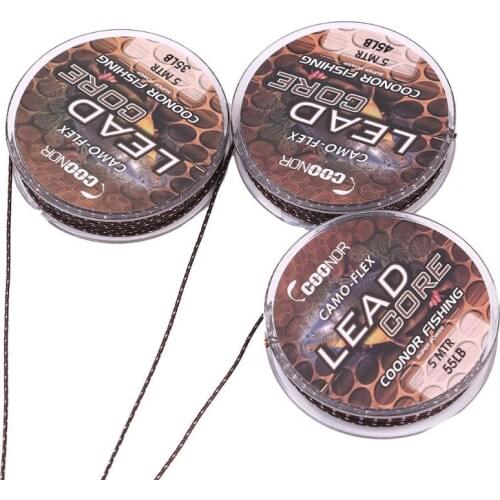 35LB 45LB 55LB 5m Multi-wire Woven Camouflage Carp Fshing Winding Line Pesca Iscas Rod Fishing Line Lead Line Anti-bite Lines