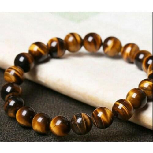 Fashion jewelry Natural African Tiger eye Stone 8mm Beads Men Jewelry Bracelet Elastic Bangle AA