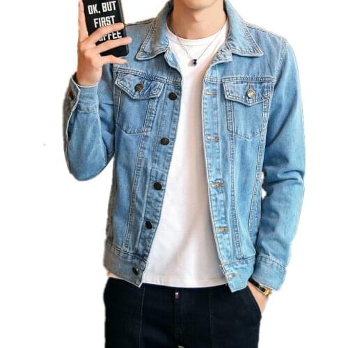 2021 Men Autumn Denim Jacket Trendy Fashion Bomber Thin Ripped Male Cowboy Jeans Casual Solid Coat