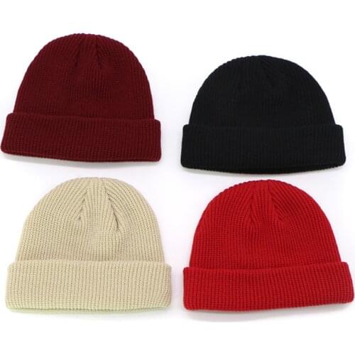 Men Knitted Hat Beanie Skullcap Sailor Cap Cuff Brimless Retro Navy Style Beanie Hat AC889