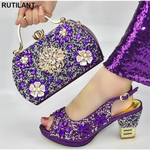 Latest Design Woman Italian Shoes and Bags Set Italian Matching Shoe and Bag Set for Wedding High Quality African Women Shoes