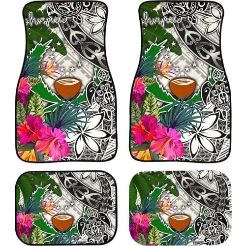 Front Car Carpet Cover All Weather Foot Pads Protector Samoan Polynesian Floral Rubber Non Slip Floor Mats for Women Sedan