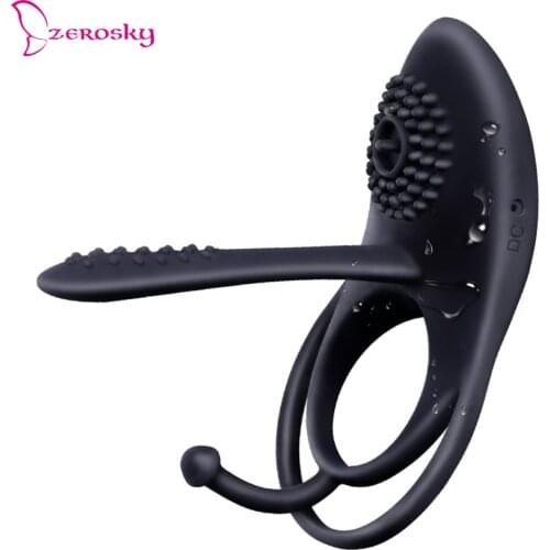 Rechargeable Vibrating Cock Penis Ring Scrotum Stretcher Enhancer for Couple Toy Clit G Spot Stimulator