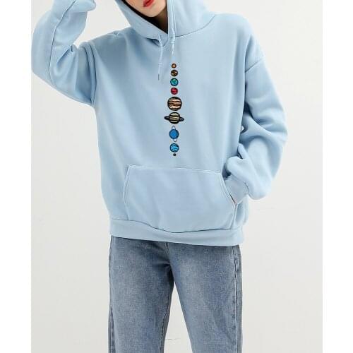 Planets Colour Female Pullover Universe Solar System Pattern Sweatshirts Womens Sports Hoodies Men Harajuku Sportswear Hip Hop