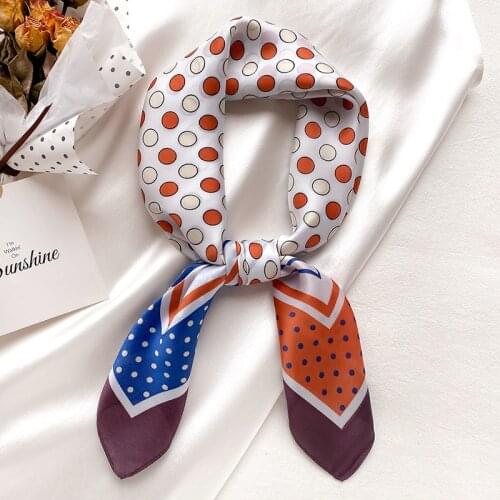 70cm Spring Silk Scarf Women Print Square Neck Hairband Dot Foulard Neckerchief Bandana Pashmina 2021 New Bag Scarves