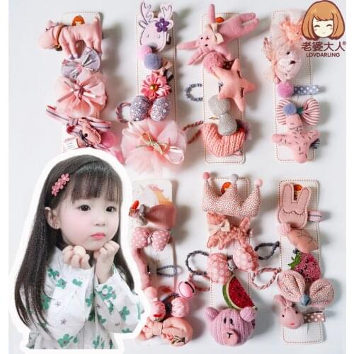 Girls Hair Band Pink Cartoon Hair Ties Childrens Hair Clip Hair Accessories Crown Barrettes Hot Selling Hairpin
