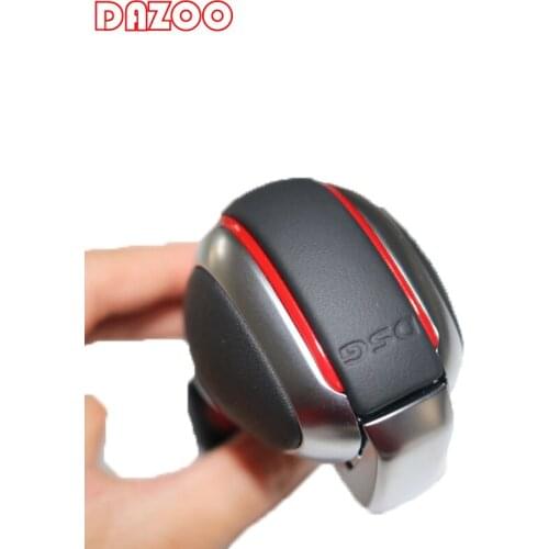 DSG Shift knob Blue Chrome Matt With Leather DSG Gear Shift Knob Side Cover For VW Golf 6 7 Passat B7 B8 CC R20 J etta MK6 GLI