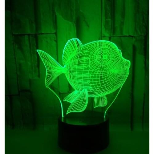Fish 3d Small Table Lamp Gift Atmosphere Factory wholesale 7 color change Desk Lamp Lovely cartoon childrens toys