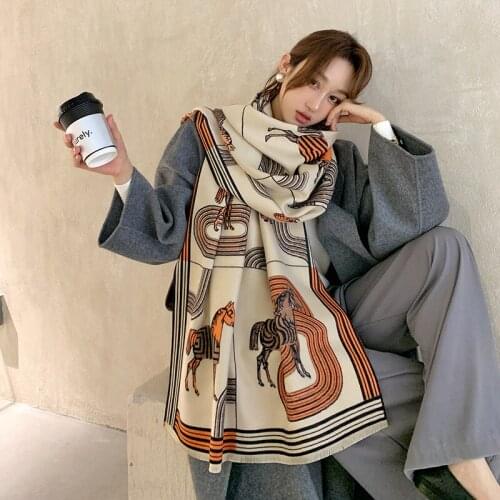 2021 Luury Brand Women Winter Scarf Cashmere Warm Pashmina Scarves Thick Animal Print Female Blanket Echarpe Shawls and Wraps