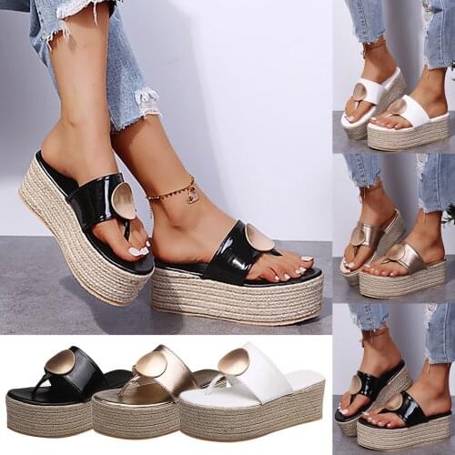 Flip-flops Women Platform Sandals Shoes High-heeled Flat Slippers 2021 Summer Sandalias Slipper Indoor Outdoor Beach Shoes Fema