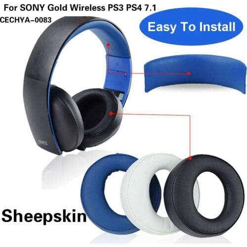 Replacement Sheepskin Earpads for SONY Gold Wireless PS3 PS4 7.1 Virtual Surround Headphone CECHYA-0083 Ea Pads Cushion