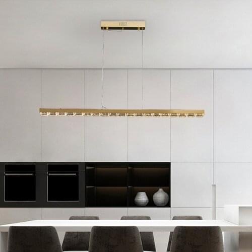 Modern crystal led pendant light for dining room new arrival suspension wire hanging lamps gold stainless steel lighting fixture