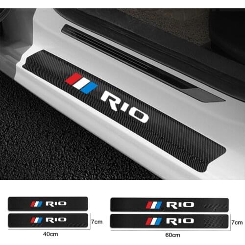 For KIA RIO 2 3 4 5 Xline Car Styling Accessories 4PCS Carbon Fiber Car Door Sill Guard Protected Leather Stickers Vinyl Decals