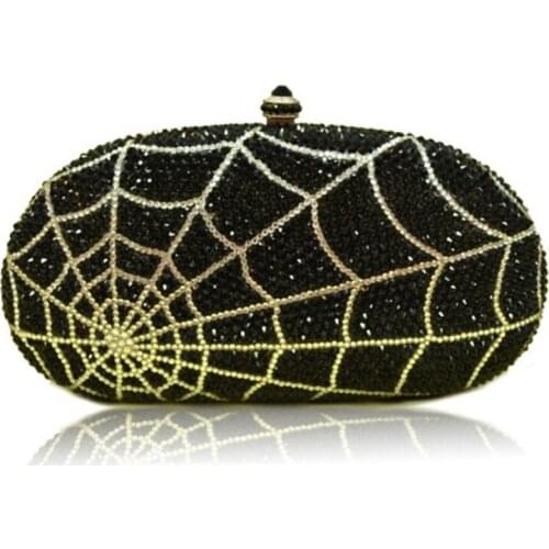 XIYUAN black Women Crystal diamond bridal Handbag and Purse gifts bag Evening Party Metal Minaudiere Lady Diamond Clutch Bag