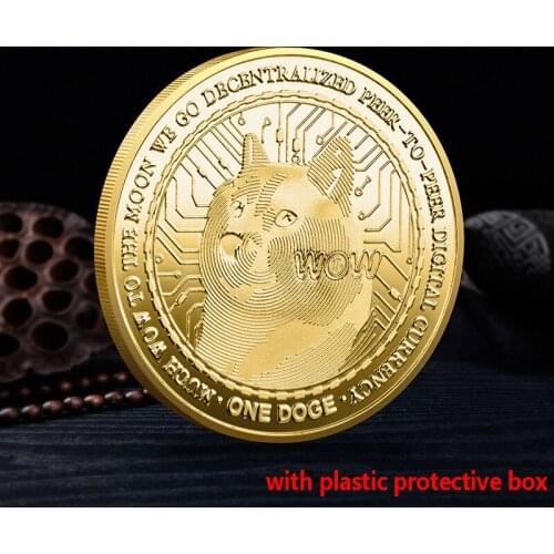 Funny Dogecoin Doge Commemorative Coins Collection Wow Dog Pattern Souvenir