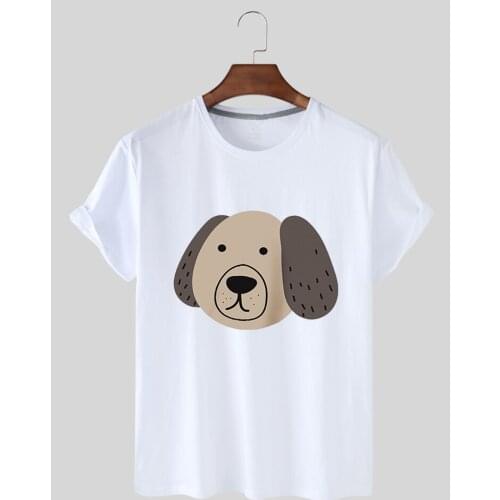Womens T Shirt Personality Fashion Dog Print Sport Short Sleeves Casual Loose Womens T Shirt Cotton Womens Graphic T Shirt