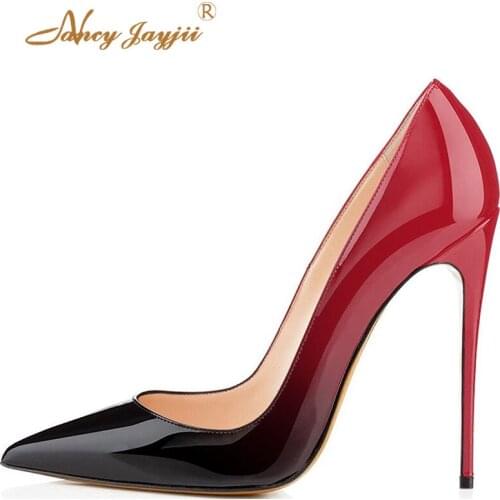 2019 New Fashion Black And Red Pointed Toe Stilettos Pumps Woman Super High Thin Heels Female Sexy Office Shoes Footwear Mature