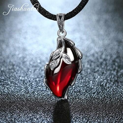 JIASHUNTAI Retro 925 Silver Sterling Pendant Necklace Silver Jewelry For Women Leaf Design