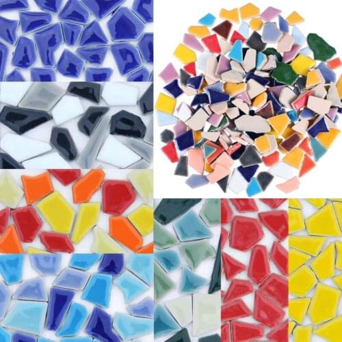 120g DIY Ceramic Mosaic Tiles Glass Mirror Handmade Ornaments Tiles Wall Crafts Colorful Crystal for Decorative Materials