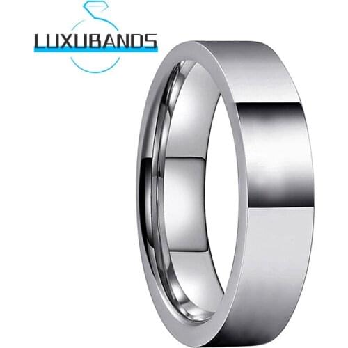 6MM Tungsten Wedding Rings For Men Wemen Flat Engagement Bands Polished Finished Comfort Fit