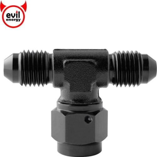 Evil energy AN4 Tee-female Swivel On Side Aluminum Adaptors Flexible Fitting Hose Connector Black
