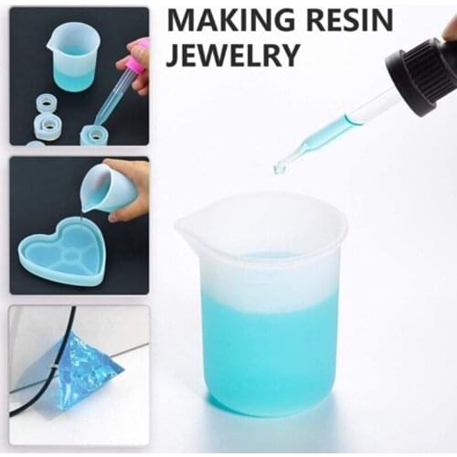 1 Set Nonstick Silicone Measuring Cup Card Slot Cup Dispensing Cup Stirrer Stirring Rods DIY Handmade UV Epoxy Resin Tools Kit