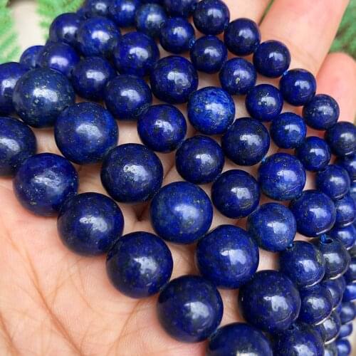 Natural Stone Lapis Lazuli Beads Round Loose Spacer Beads For Jewelry Making Findings Charms Bracelet Necklace 4/6/8/10/12mm 15"