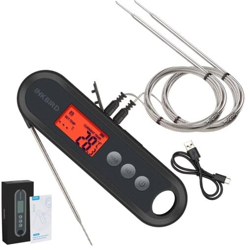 Inkbird Digital Food Thermometer Supports External Probes Instant Read Meat Thermometer with Large Backlit LCD for Cooking