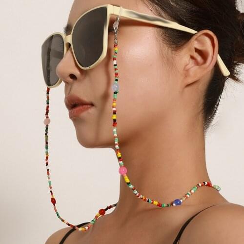 Colorful Beads Hang Mask Chains Holder for Girls Women Colorful Necklace Glasses Cord Lanyard Children Flower Neck Rope Strap