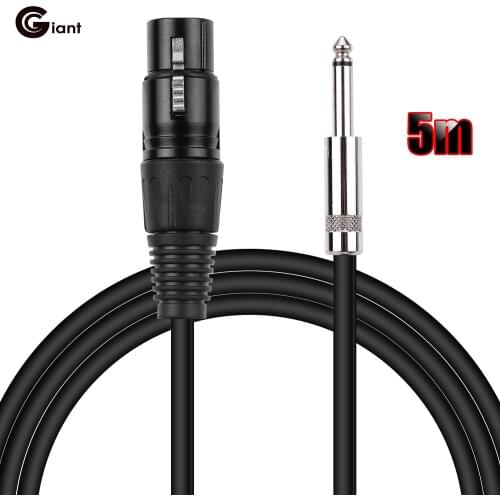 Ggiant Microphone Cable XLR Female Connector to 1/4 Inch TS Mono Plug Noise Reduction Audio Cords 5m/16.4ft guitar cable