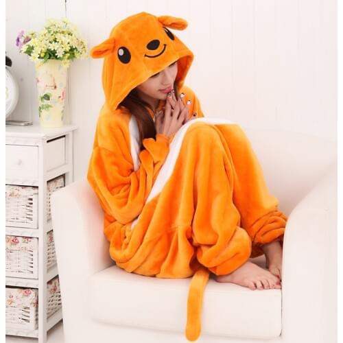 Kangaroo Kigurumi Cartoon animal onesies woman men pajamas sleepwear flannel winter warm kigurumi jumpsuits Christmas gift