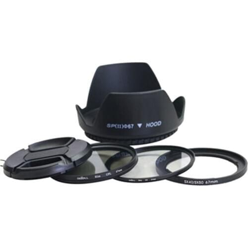 5in1 sx dc 67mm lens adapter ring kit +lens cap +lens hood+uv +cpl filter for canon SX30 SX40 SX50 HS to 67mm lens protector