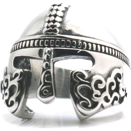 316L Stainless Steel Cool Punk Gothic Spart Warrior Mask Newest Ring