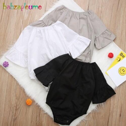 Summer Fashion Baby Outfits Girls Clothes Solid Short Sleeve Cotton Kids Rompers Infant Bodysuit Cute Newborn Jumpsuit BC1488-1