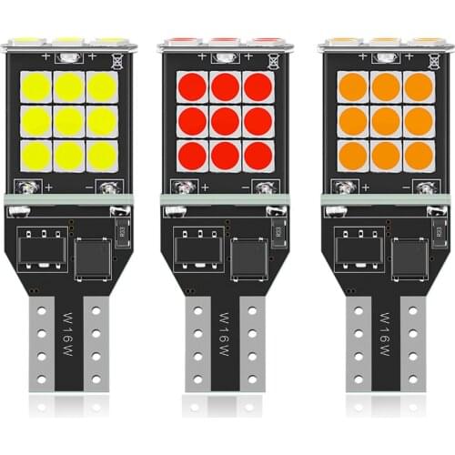 2PCS New T15 W16W WY16W Super Bright LED Car Tail Brake Bulbs Turn Signals Canbus Auto Bcakup Reverse Lamp Daytime Running Light