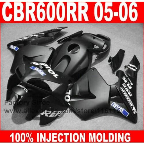 Custom ABS Injection motorcycle fairings kit for HONDA F5 2005 2006 CBR 600RR CBR600RR 05 06 matte black repsol fairing bodykits