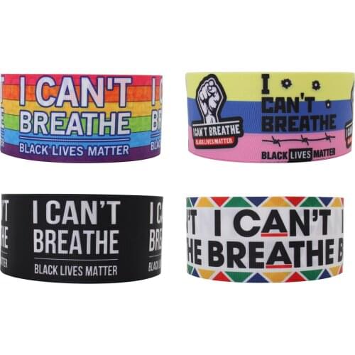 Q&N ribbon 16mm ~ 75mm i can't breathe black lives matter 50yard Ribbons gift box with logo DIY /FOE free shipping