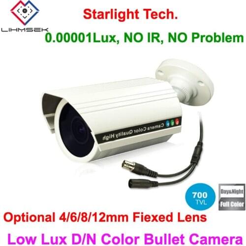 Lihmsek Sony CCD Starlight Day n Night Camera for Indoor/Outdoor, 700TVL CCTV Waterproof Bullet Camera with 24 hours Color Image