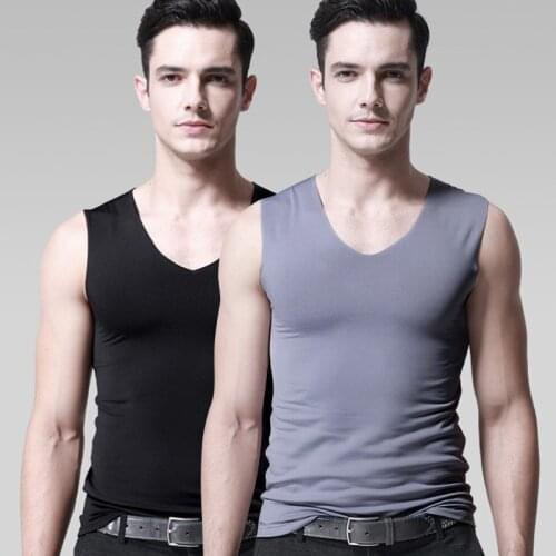 Mens Tank Tops V-neck Slim T-shirt Undershirts Casual Underwear Sleeveless Fitness Bodybuilding Solid Mens Muscle Vest