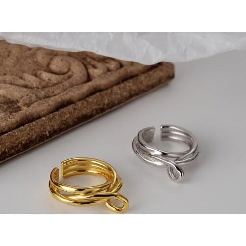 MLKENLY S925 Sterling Silver Open ring Multi-layer Hollow Winding Multilayer Twist Metal Ring for Women Girls Party Jewelry