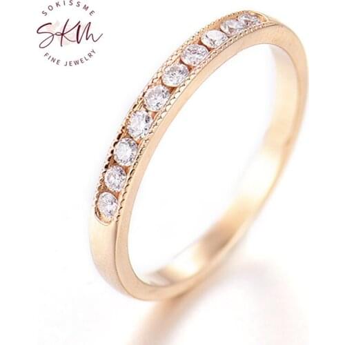 SKM Trendy Dimond rings for women brand designer 14k rose gold Engagement rings designer Anniversary Luxury Fine Jewelry