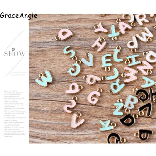Fashion Alloy Alphabet Letter A-Z Wholesale 5PCS/26PCS Enamel Charms 4color Mix gold letter charms metal pendants Necklace DIY