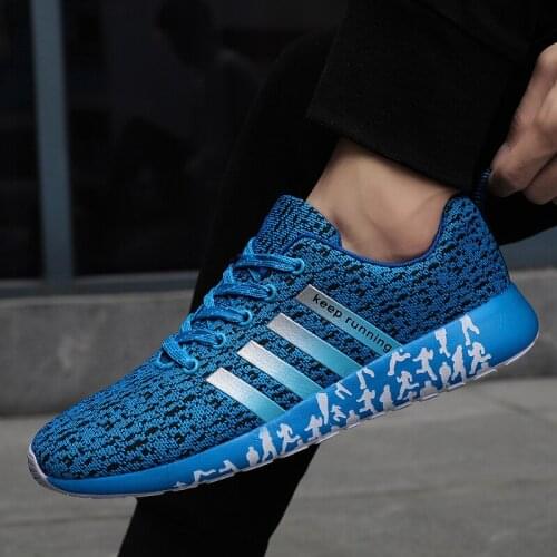 New Mesh Men Sneakers Casual Lace-up Sneakers Breathable No-slip For Male Tennis Flying Weaving Tourist Leisure Sports Shoes
