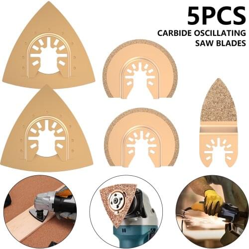 5Pcs Mixed Universal Carbide Oscillating Blades Power Tool Set Quick Release Oscillating Saw Blades Accessories Kit
