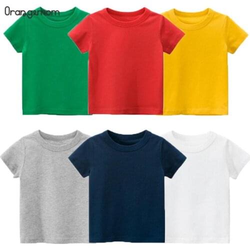 Summer New Arrival Baby Clothes Kids Tee Shirt Boys Girls Short Sleeve Pure Color Casual O-neck T Shirt Soft Pullover Outfits