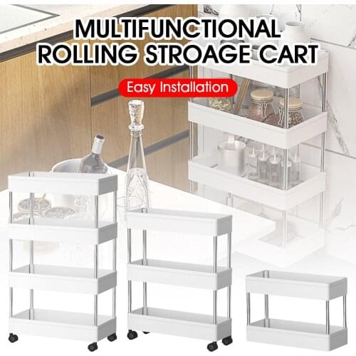 2021 New Upgrade thicker material Multi-layer Storage Cart Rolling Wheels Kitchen Bathroom Organizer Household Rack Mobile Shelf