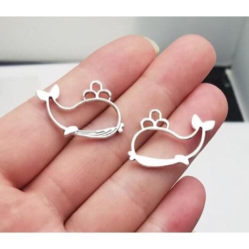 25pcs/lot--20x16mm,whale cham, Antique silver plated hollow whale charms,DIY supplies, Jewelry accessories