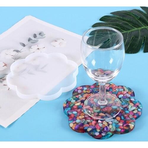 M2EA Diy Crystal Epoxy Silicone Mold Plum Flower Table Decorative Mirror Surface Silicone Mold Resin Coaster Placemat